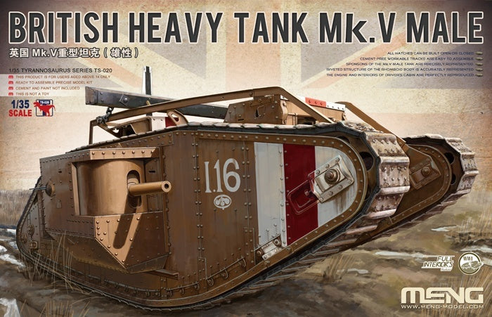 MENG 1/35 BRITISH HEAVY TANK MK.V MALE PLASTIC MODEL KIT