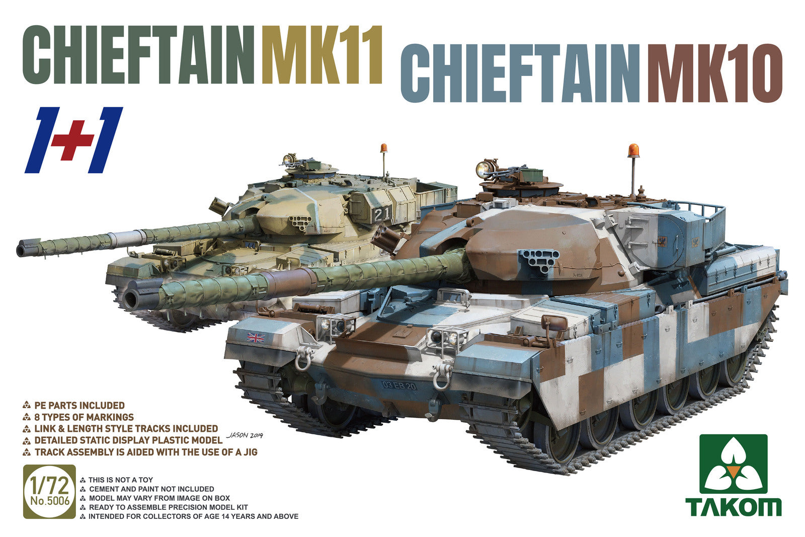 TAKOM 1/72 CHIEFTAIN MK11+CHIEFTAIN MK10 (1+1) PLASTIC MODEL KIT